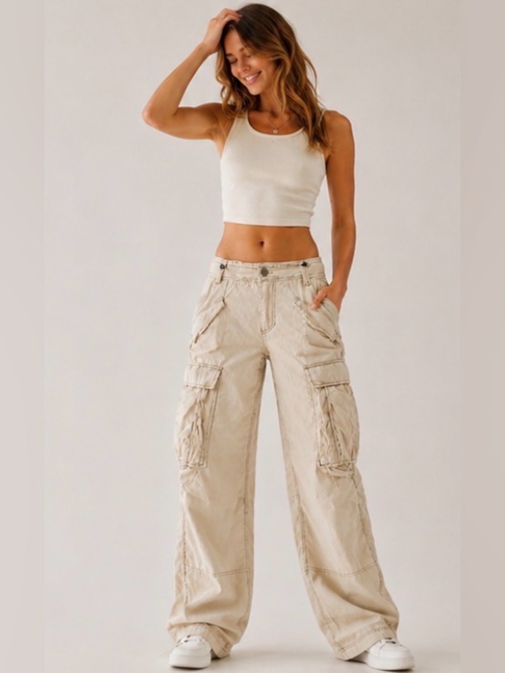 Free People Vintage Cargo pants Tan size 6